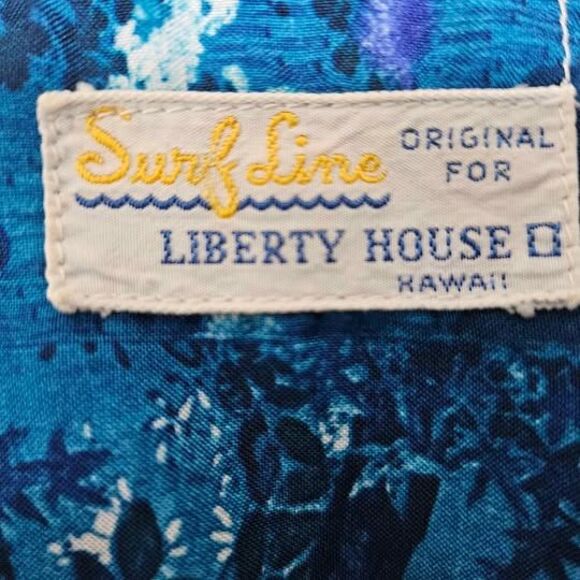 Vintage Surf Line Liberty House Hawaiian Shirt Medium Blue Asian - Picture 4 of 4